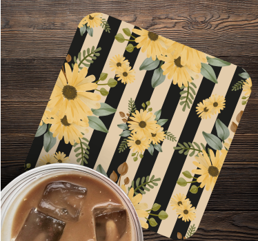 Texture coaster floral striped design - TenStickers