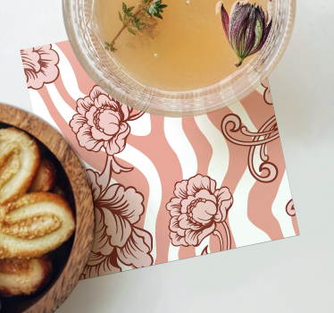 Texture coaster floral wave design - TenStickers