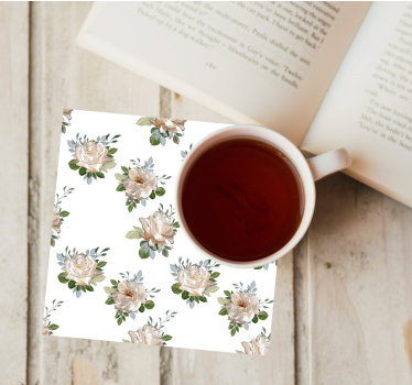 Texture coaster floral white background pattern - TenStickers