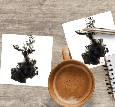 Texture coaster fluid black ink swirl - TenStickers