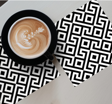 Texture coaster geometric black and white design - TenStickers