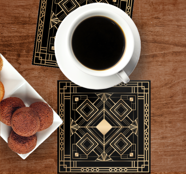 Texture coaster geometric design with gold accents - TenStickers
