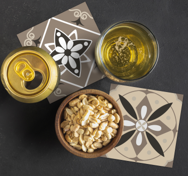 Texture coaster geometric floral pattern set - TenStickers