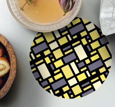 Texture coaster geometric yellow and gray pattern - TenStickers