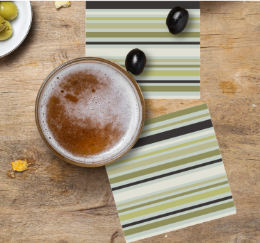 Texture coaster green and black striped pattern - TenStickers