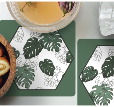 Texture coaster hexagonal leaf design - TenStickers
