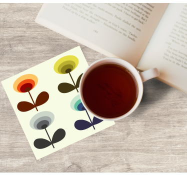 Texture coaster layered floral designs - TenStickers