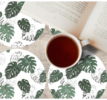 Texture coaster leaf print design - TenStickers