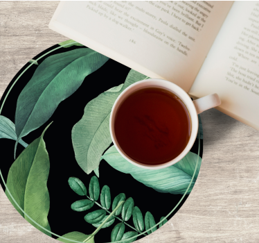 Texture coaster leafy green design - TenStickers