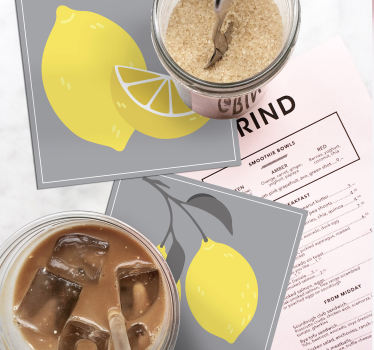 Texture coaster lemon illustration set - TenStickers