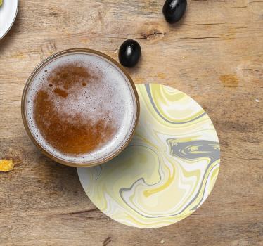 Texture coaster marbled yellow swirl design - TenStickers