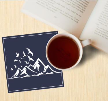 Texture coaster mountain landscape silhouette - TenStickers