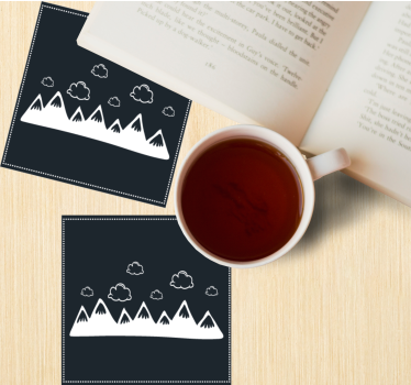 Texture coaster mountain silhouette with clouds - TenStickers