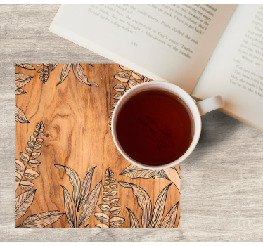 Texture coaster natural wood grain floral design - TenStickers