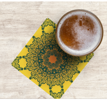 Texture coaster ornate yellow design - TenStickers