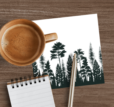 Texture coaster silhouette of tall pines - TenStickers