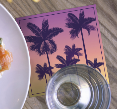 Texture coaster silhouetted palm trees - TenStickers