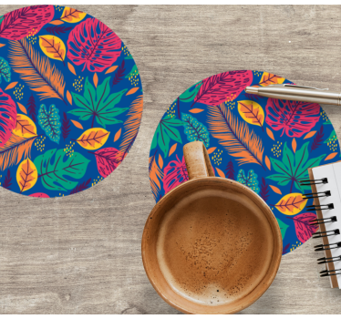 Texture coaster tropical leaf print - TenStickers