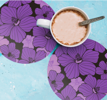 Texture coaster vibrant purple floral design - TenStickers
