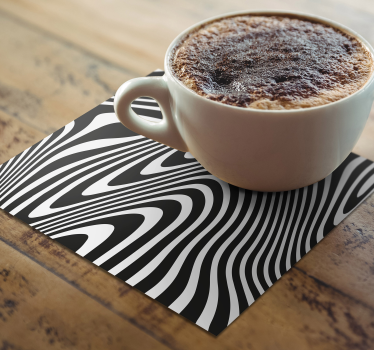 Texture coaster wavy black and white design - TenStickers