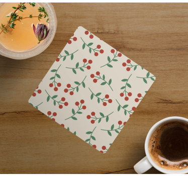 Texture coaster with berry branch patterns - TenStickers