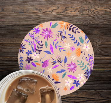 Texture coaster with botanical motif design - TenStickers