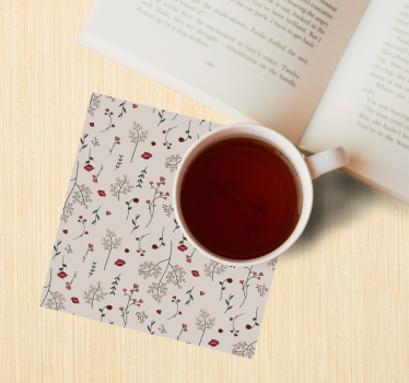 Texture coaster with botanical print design - TenStickers