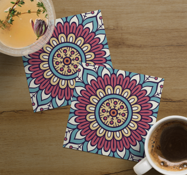 Texture coaster with circular floral design - TenStickers
