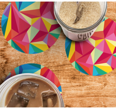 Texture coaster with colorful geometric designs - TenStickers