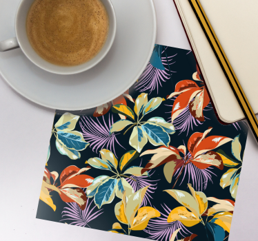 Texture coaster with colorful leaf design - TenStickers