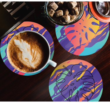 Texture coaster with colorful leaf patterns - TenStickers