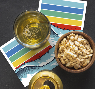 Texture coaster with colorful wave design - TenStickers