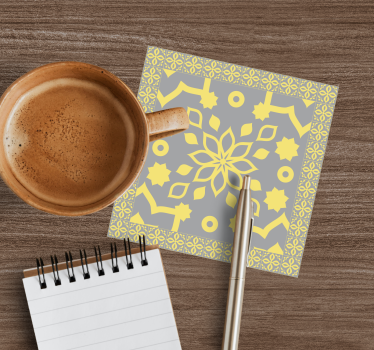 Texture coaster with detailed botanical design - TenStickers