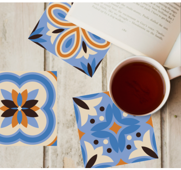 Texture coaster with detailed botanical designs - TenStickers