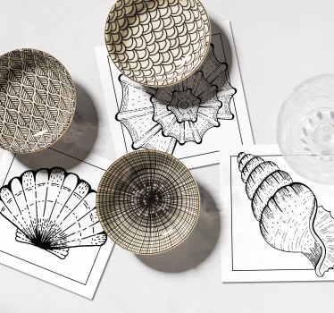 Texture coaster with detailed shell designs - TenStickers