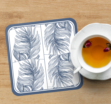 Texture coaster with elegant feather design - TenStickers