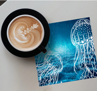 Texture coaster with elegant jellyfish design - TenStickers
