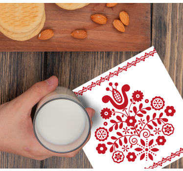 Texture coaster with floral folk design - TenStickers