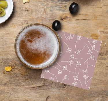 Texture coaster with floral line art design - TenStickers