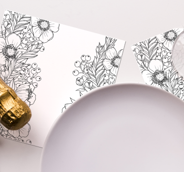 Texture coaster with floral outline patterns - TenStickers