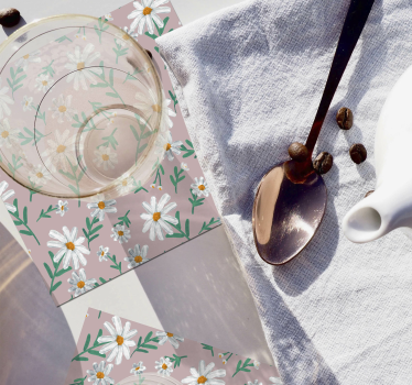 Texture coaster with floral pattern background - TenStickers