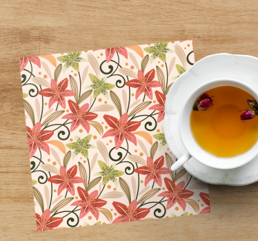 Texture coaster with floral pattern design - TenStickers