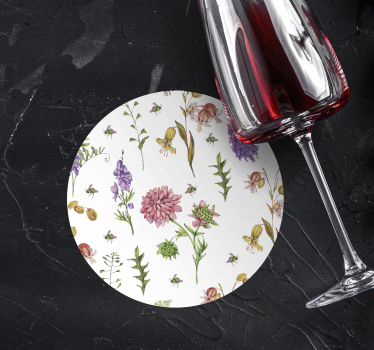 Texture coaster with floral patterned accents - TenStickers