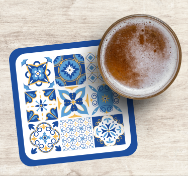 Texture coaster with geometric blue designs - TenStickers