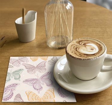 Texture coaster with intricate butterfly designs - TenStickers