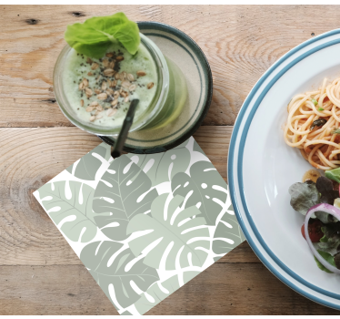 Texture coaster with leafy monstera patterns - TenStickers