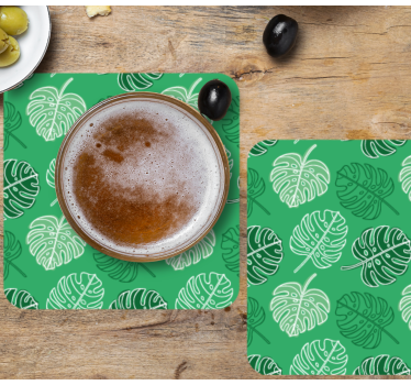 Texture coaster with leafy patterned surface - TenStickers