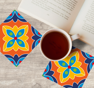 Texture coaster with lively floral design - TenStickers