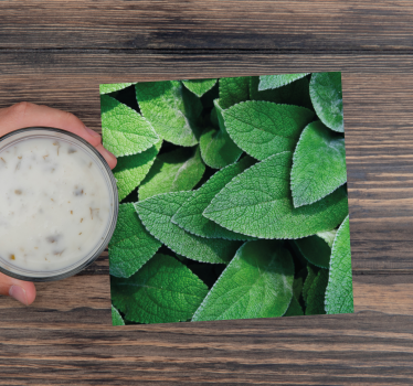 Texture coaster with lively green leaf design - TenStickers