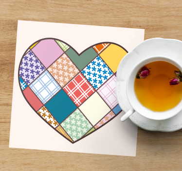 Texture coaster with patchwork heart design - TenStickers